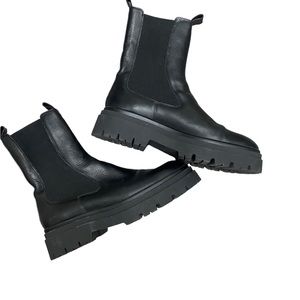 Zara leather lug boots